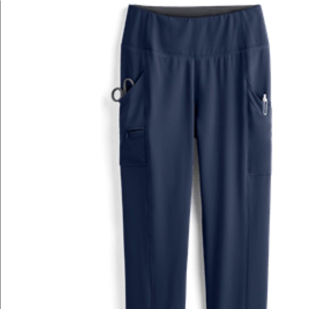 Tapered legged uniform pants.